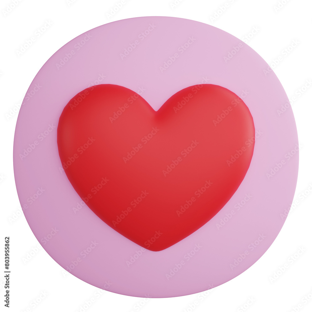Heart button clipart flat design icon isolated on transparent background, 3D render Valentine concept Heart button clipart flat design icon isolated on transparent background, 3D render Valentine concept