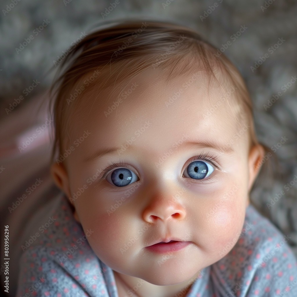 Adorable Infant with Big Blue Eyes and Rosy Cheeks Close-up Portrait Adorable Infant with Big Blue Eyes and Rosy Cheeks Close-up Portrait