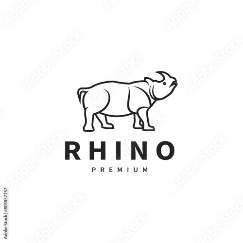 Rhino animal geometric logo design illustration © Vexper