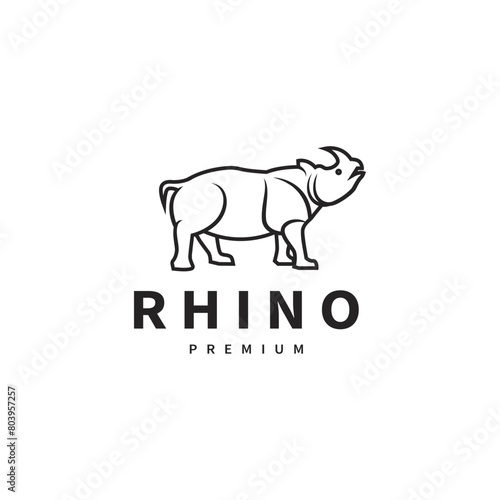 Rhino animal geometric logo design illustration