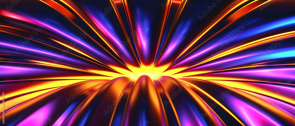 A colorful, abstract line of a flower with a yellow center A colorful, abstract line of a flower with a yellow center