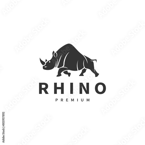 Rhino animal vector logo design illustration 2 photo