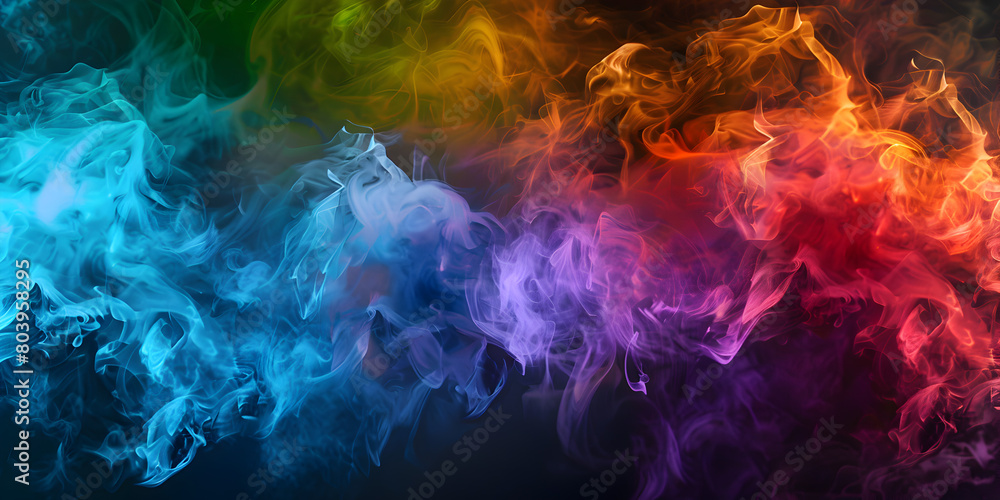 A colorful smoke wallpaper with a blue and red background, 
