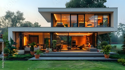 Solar-Powered Detached Home in Evening Glow