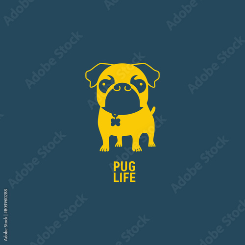 simple pug life animal pet logo vector illustration template design