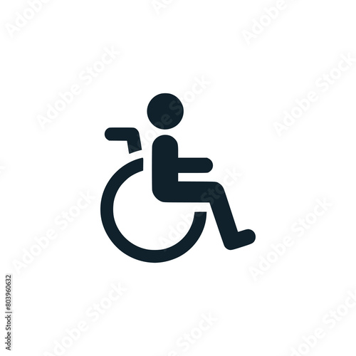 simple disability people on wheelchair logo vector illustration template design