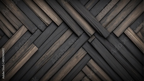 black wood theme vintage striped diagonal lines and blocks pattern abstract background from Generative AI