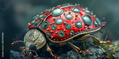 A red bug with many jewels on it © smth.design