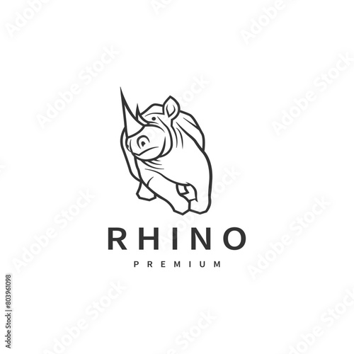 Rhino animal geometric logo design illustration 3 © Vexper