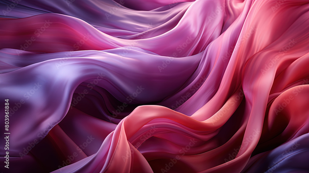 Fluttering Magenta Color Fabric Heavenly in Space With Delicate Folds on Blurry Background Fluttering Magenta Color Fabric Heavenly in Space With Delicate Folds on Blurry Background