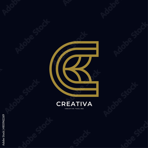 Letter C Leaf Minimal Line Art Logo