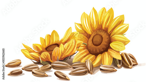 Sunflower seeds on white background Vector style vector