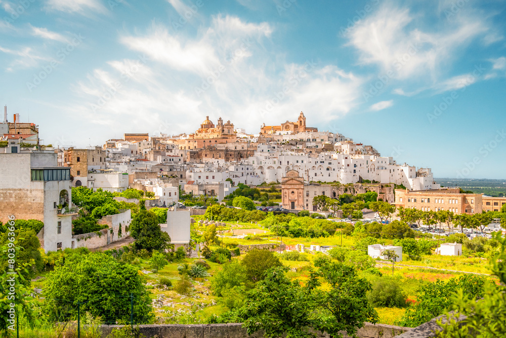 Obraz premium Ostuni white town skyline, Brindisi, Apulia Italy. Europe.