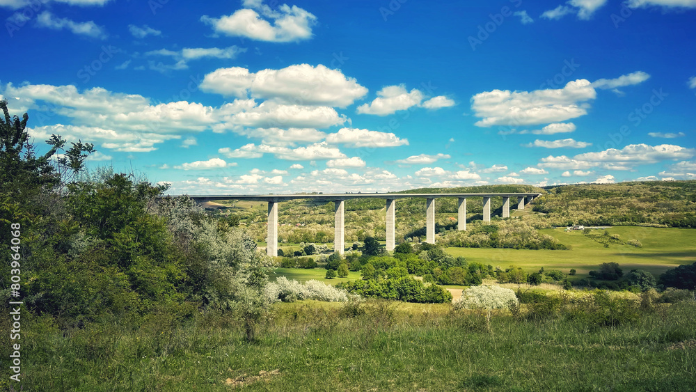 Forest and hiking trails of the Somogyi hills, valley bridge, Balaton, Hungary