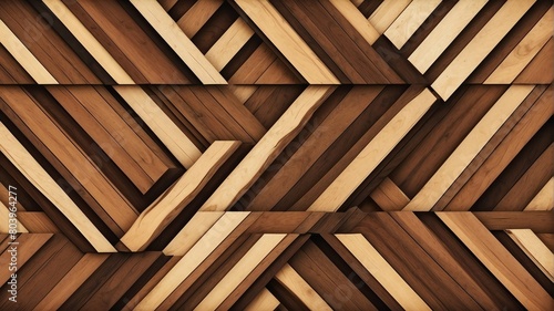 brown wood theme vintage striped diagonal lines and blocks pattern abstract background from Generative AI