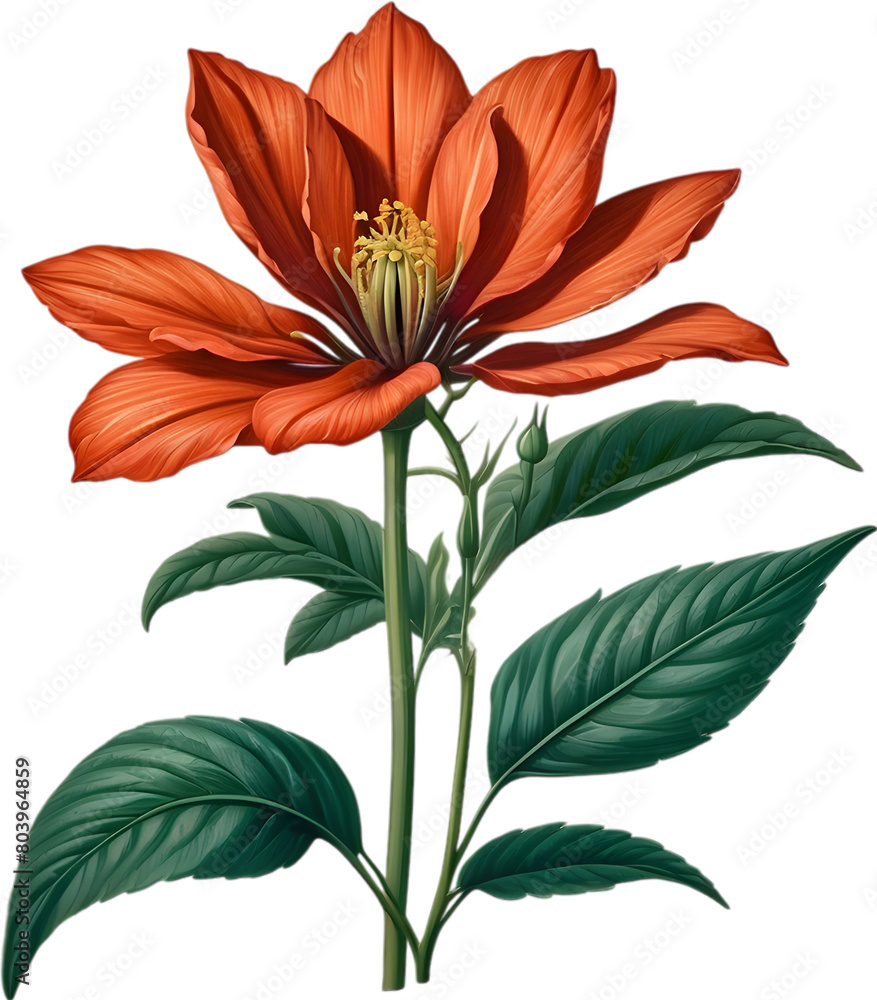 Vibrant flowers are rendered in the style of a vintage botanical illustration. Vibrant flowers are rendered in the style of a vintage botanical illustration.
