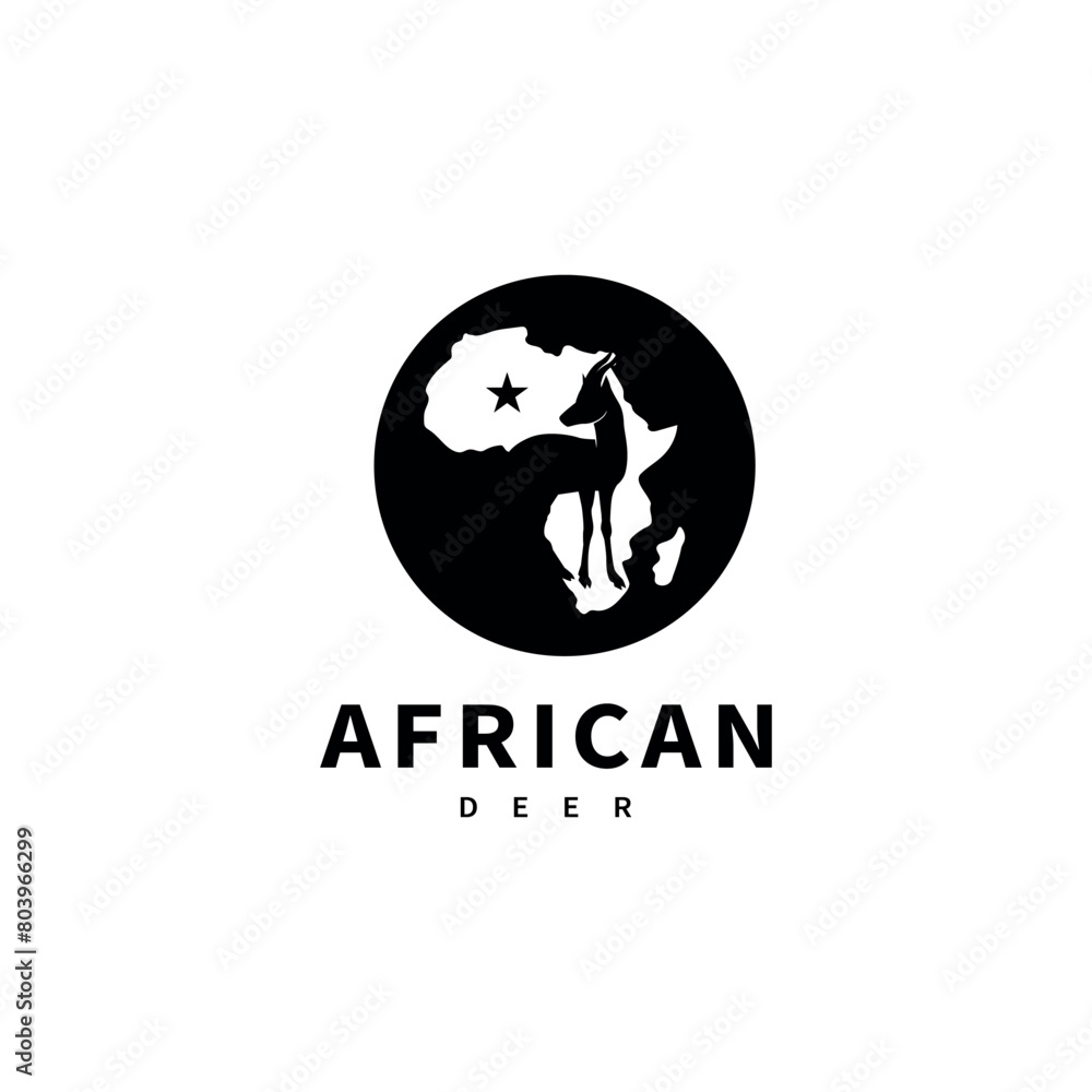 African deer logo design illustration with map concept 2