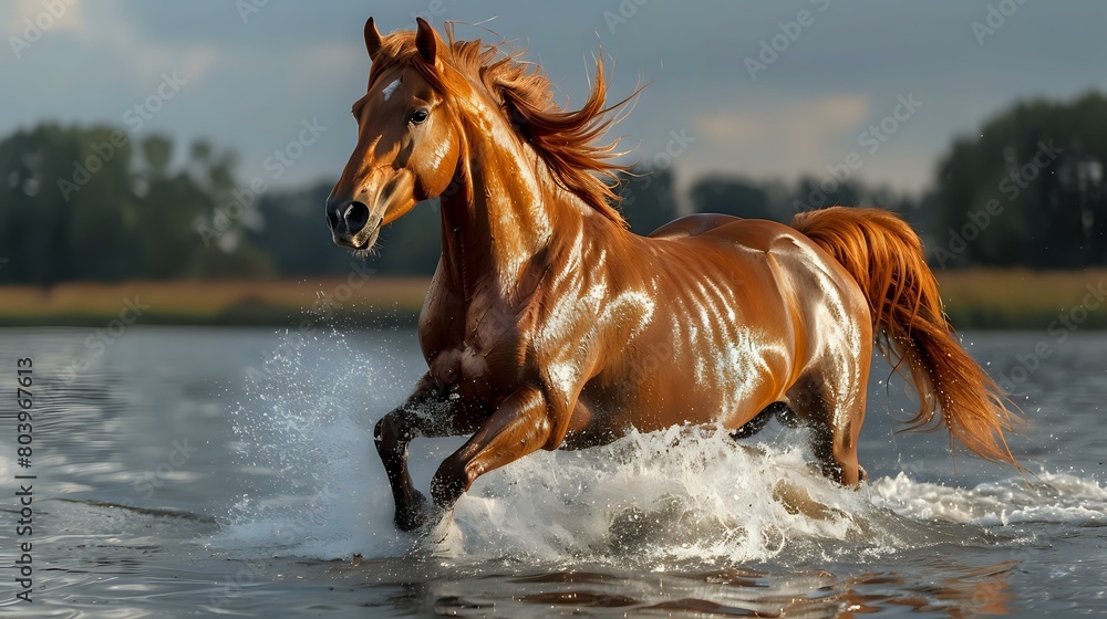 Dynamic Horse in Coastal Sunset Dynamic Horse in Coastal Sunset