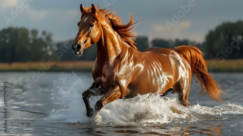 Dynamic Horse in Coastal Sunset