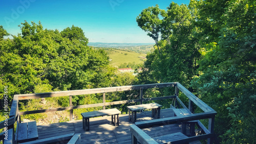 Forest and hiking trails of the Somogyi hills  valley bridge  Balaton  Hungary