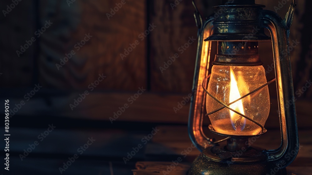 Detailed image of a vintage oil lamp with a lit flame, representing one of the earliest forms of energy used for lighting. 