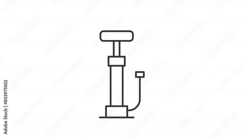Animated tire pump icon. Manual pump line animation. Hand air inflator for vehicle. Car equipment. Black illustration on white background. HD video with alpha channel. Motion graphic Animated tire pump icon. Manual pump line animation. Hand air inflator for vehicle. Car equipment. Black illustration on white background. HD video with alpha channel. Motion graphic