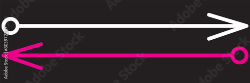 Straight line with point on start and arrow on finish. Symbol of direction, aim, target, path, easy challenge, fast way, ideal plan isolated on white background. Vector graphic illustration