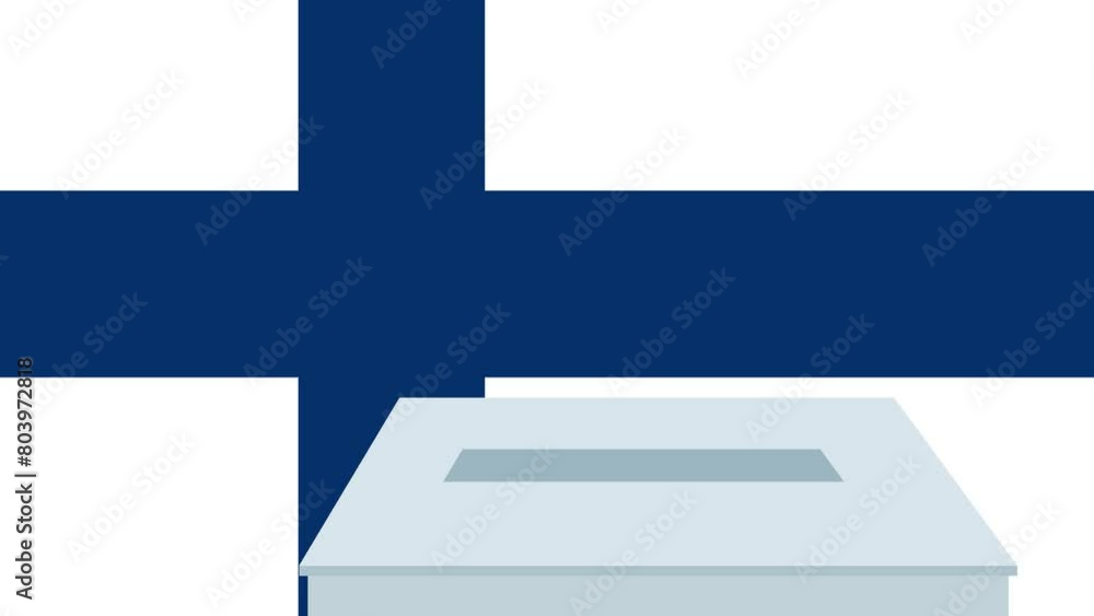 Man putting ballot in a box during elections in Finland in front of flag. Man putting ballot in a box during elections in Finland in front of flag.