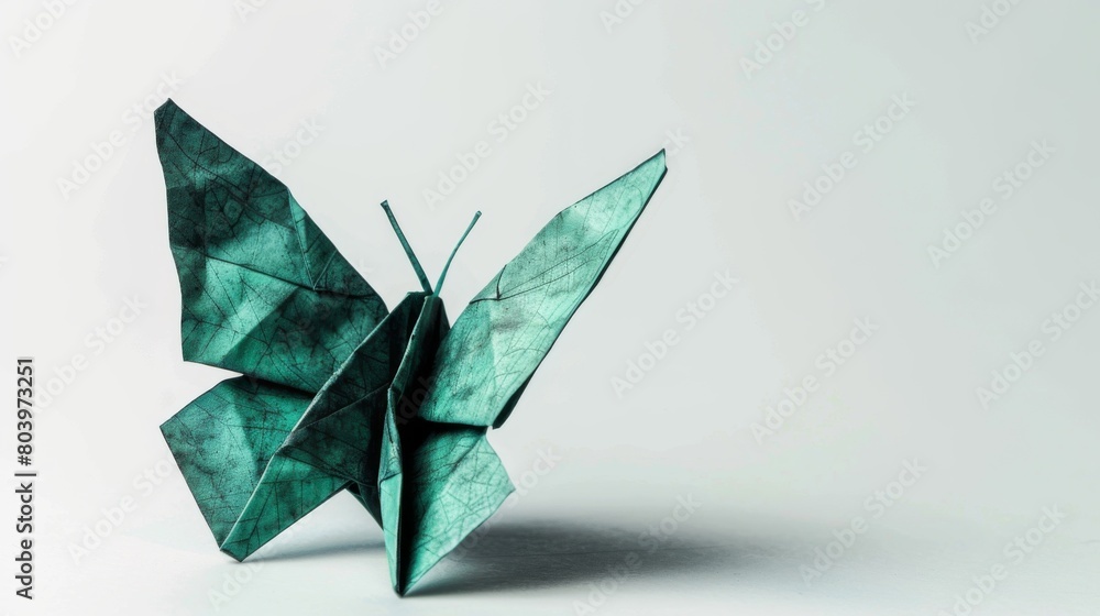 Fototapeta premium Origami butterfly. Animal made of paper on a white background. Paper folding art.