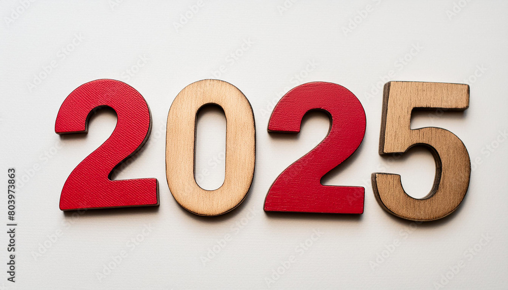 Large bold number 2025 on white background for new year or future concept design Large bold number 2025 on white background for new year or future concept design