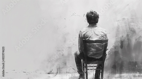Man on a chair sad depression