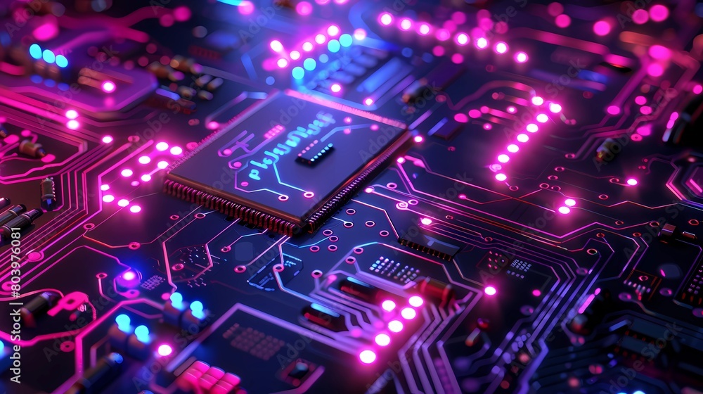 Blue and purple circuit technology background