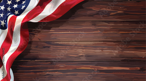 USA flag on wooden background with space for text Vector