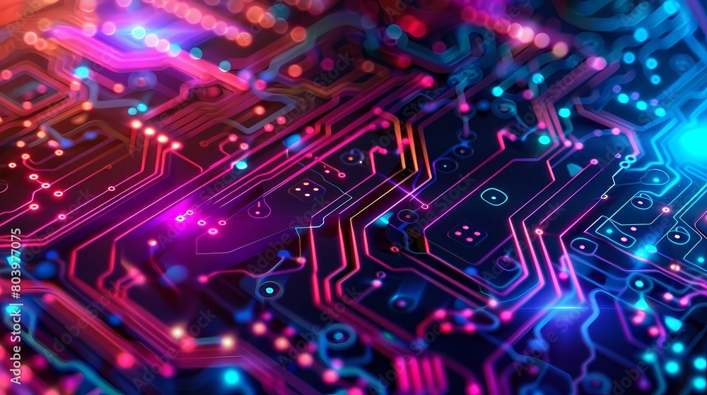 Blue and purple circuit technology background Blue and purple circuit technology background