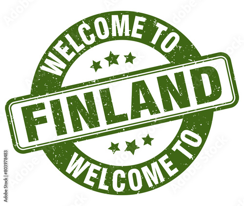 Welcome to Finland stamp. Finland round sign
