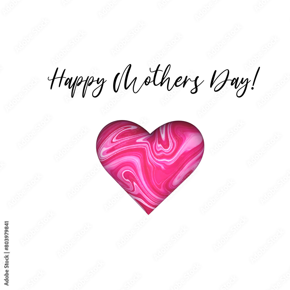 Happy Mothers Day postcard with pink heart