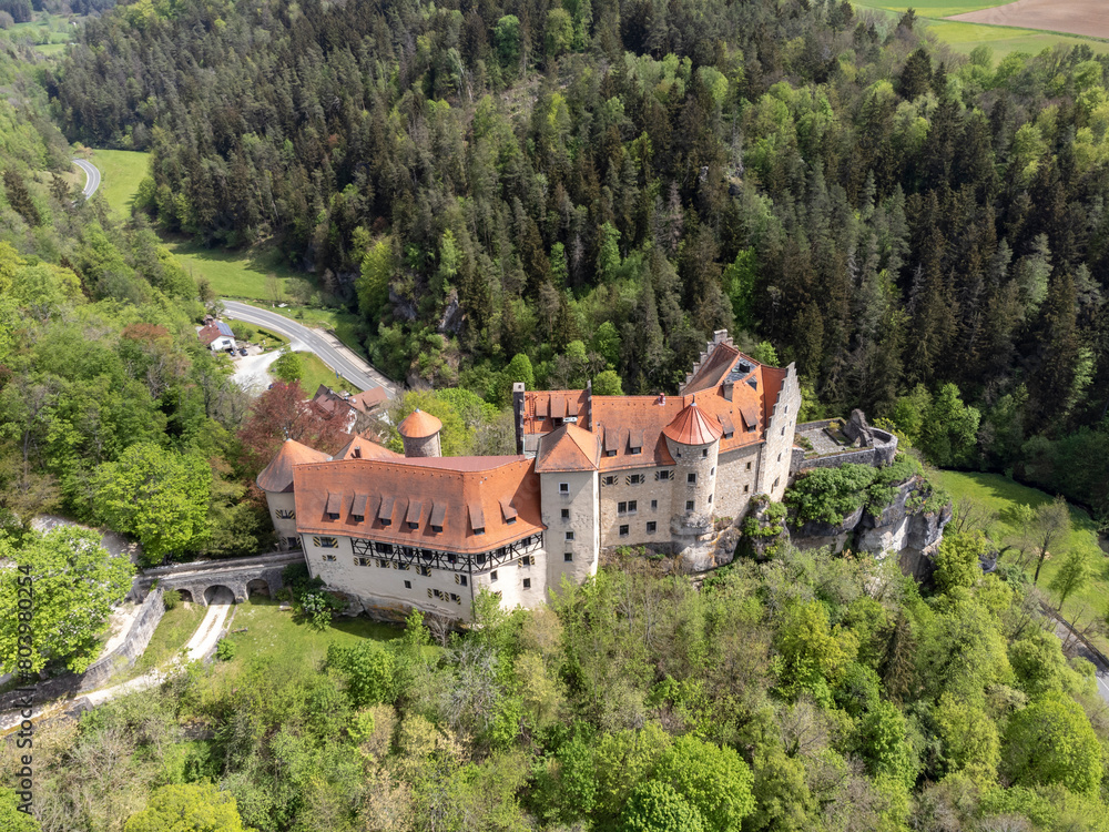 View of Rabenstein Castle in Franconian Switzerland, Bavaria Germany