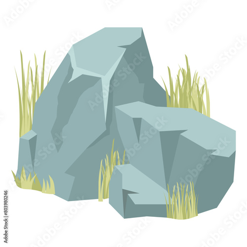 Rock And Grass Vector photo