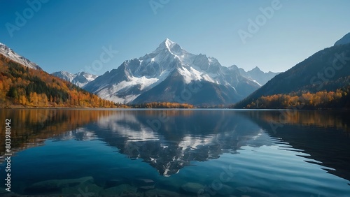 lake in the mountains  Mountain Serenity Reflective Lake Vista © Dove