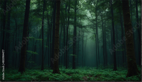 A deep  forest green canvas that sets the stage for a mysterious and enchanting scene  Generative AI