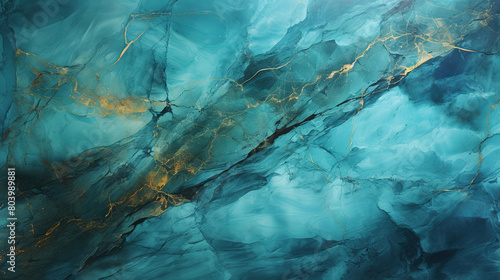 Painted Elegant Blue Colors With Marbled Stone or Rock Wall Texture Background