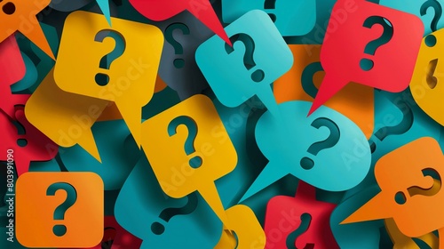 Colorful Speech Bubbles With Question Marks Concept Illustration