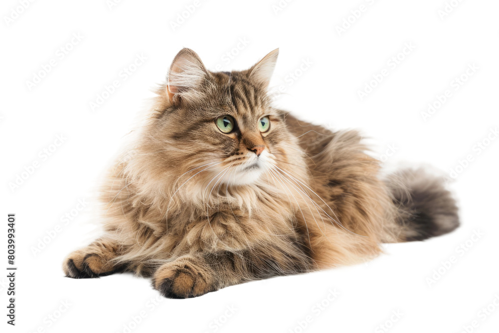 Fluffy Persian Perched on Transparent Background