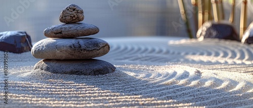 Mindful moments: A zen garden with carefully raked sand, inviting peaceful contemplation.