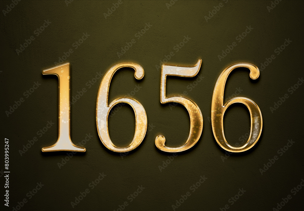 Old gold effect of 1656 number with 3D glossy style Mockup. Old gold effect of 1656 number with 3D glossy style Mockup.