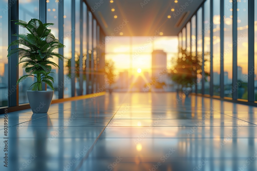 A serene, modern hallway lined with potted plants and bathed in sunlight, suggesting growth and tranquility A serene, modern hallway lined with potted plants and bathed in sunlight, suggesting growth and tranquility