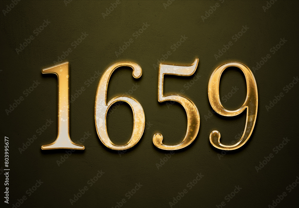 Old gold effect of 1659 number with 3D glossy style Mockup. Old gold effect of 1659 number with 3D glossy style Mockup.