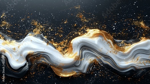 Abstract Elegance: Black and Gold Fluid Art Masterpiece