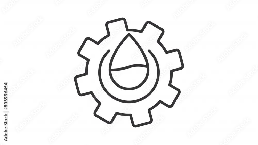 Wastewater industry line animation. Waterdrop sanitation animated icon. Water floating, gear rotating. Black illustration on white background. HD video with alpha channel. Motion graphic Wastewater industry line animation. Waterdrop sanitation animated icon. Water floating, gear rotating. Black illustration on white background. HD video with alpha channel. Motion graphic