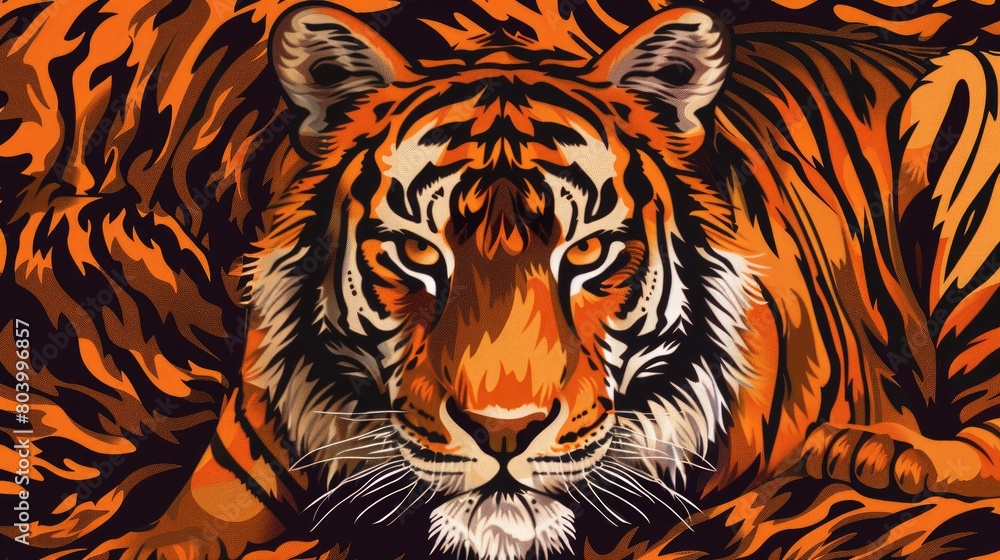 face head tiger skin background